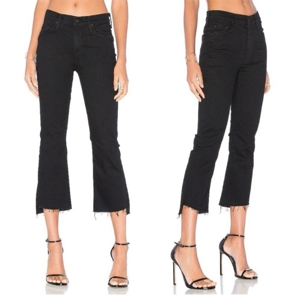 MOTHER- Mid Rise Insider Crop Step Fray Black Not Guilty Ankle Jeans Size 24 - Picture 2 of 12
